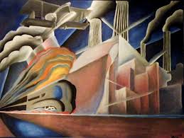 Oil On Canvas Airplane Ship Factory Train Poirot Painting Art Oil On Canvas