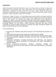 Region food industries is the ancillary of qsr brands which produce condiments such as sauces, mayonnaise and various pastes for the other group under qsr brands like kfc, pizza hut and ayamas. March 2021 Seta Mac4083 Question 2 Adabi Consumer Chegg Com