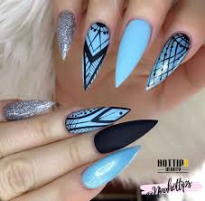 Black And Baby Blue Ombre Nails Nail Trends 2019 Nail Inspiration Black Silver Nails Baby Blue Nails Two Color Nails