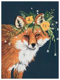 Flora Fauna Petra Wall Art Animal Art Fox Painting Art