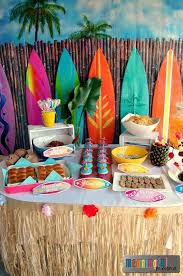 Use bright colors, turquoise backgrounds, pictures of palms and hawaiian flowers. Hawaiian Theme Party Decoration Ideas Novocom Top