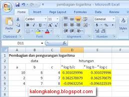 Seperti yang ditunjukkan pada gambar di atas suatu contoh worksheet dimana sel b2 berisi bilangan yang akan dicari logaritmanya. Pengurangan Dan Pembagian Logaritma Solagraciablessing