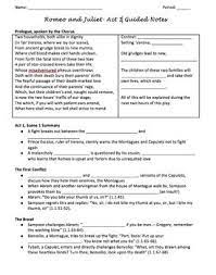 Bundle Of Five Guided Notes Handouts On Each Act Of William Shakespeare S Tragedy Romeo And Juliet Ea Guided Notes Romeo And Juliet Romeo And Juliet Characters