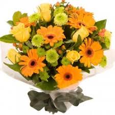 Si mostra pronta a trovare un accordo con braeburn riguardo alla situazione, ma ciò viene loro impedito da applejack e. Splendido Bouquet Di Gerbere Arancio Rose Gialle E Crisantemini Verdi