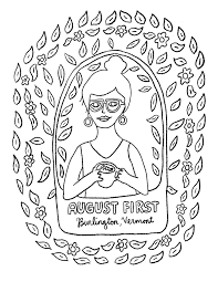 Simple for adults to color with pine tree and amazing text. Printable Coloring Pages August First Bakery