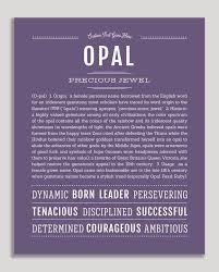 Opal Name Art Print Personalized Art Print Classic Names Names With Meaning
