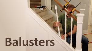 Use fillet to fill the plow between the balusters. Stair Baluster Installation With Wooden Spindles Youtube