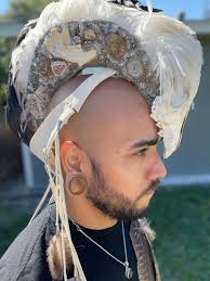 Coyote Skull Bead Embroidered Mohawk Headdress