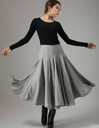 Hellgrauer Rock Maxirock Winter Rock Swing Von Xiaolizi Terrific Clothing Accessoire Winter Rock Swing Rock Winterrock