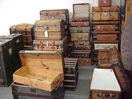 Fine vintage antique crocodile leather suitcase 1900s bag case luggage trunk. Brettuns Village Trunk Shop Come On In Antique Trunk Vintage Trunks Old Suitcases