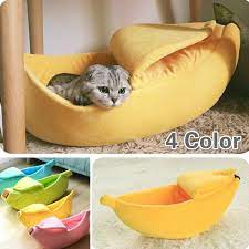 What is cuter than a kitty banana split, after all? 4 Colors Banana Cat Bed House Puppy Cushion Kennel Warm Portable Pet Basket Supplies Mat Wish