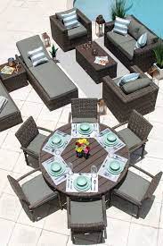 Tuscany 14 Piece Outdoor Patio Furniture Combination Set In Brown In 2020 Outdoor Furniture Sets House With Porch Decor