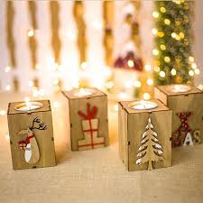 Christmas Wood Candlesticks Candle Holder Table Lamp For Tea Light Decorations Candle Holders Aliexpress