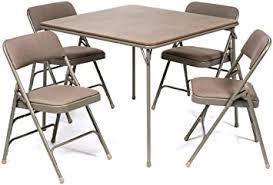 A foldable table or collapsible table always come in handy when you are in need of extra table space. Amazon Com Xl Series Folding Card Table And Fabric Padded Chair Set 5pc Comfortable Padded Upholstery Fold Away Design Quick Storage And Portability Premium Quality Beige Kitchen Dining