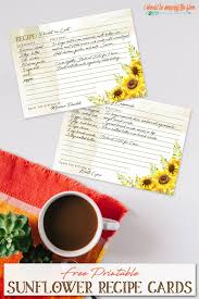 Free Sunflower Printable Recipe Cards Food Printables Printable Recipe Cards Recipe Cards