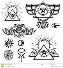 Satz Geheime Symbole Flugel Pyramide Auge Mond Sonne Esoteric Symbols Pyramid Eye Cartoon Tattoos