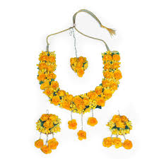 Buy Himanshi Art Haldi Baby Shower Mehendi Godh Bharai Yellow Plastic Fabric Flower Jewellery Set For Women And Girls At Amazon In