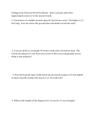 Pythagorean Theorem Word Problems Pdf Pythagorean Theorem Word Problems Theorems