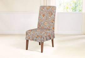 Sure Fit Slipcovers Tennyson By Waverly Short Dining Chair Slipcover Shorty In Topaz Dining Chair Slipcovers Slipcovers For Chairs Dining Chair Covers