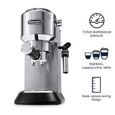 The de'longhi dedica pump espresso machine offers a traditional espresso and cappuccino experience in a sleek ultra compact design crafted with skill and passion. De Longhi Ec685m Dedica Deluxe Automatic Espresso Machine 1 Metallic In Dubai Uae Whizz Semi Automatic Espresso Machines