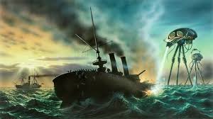H M S Thunderchild Battling The Martians War Of The Worlds Space Art Science Fiction Illustration