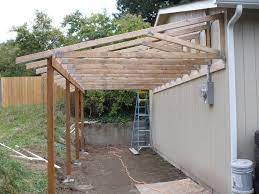 Patio Off Of The Garage Pictures Trusses From The Back You Can See The Use Of More Ledger Board Lean To Carport Backyard Lean To