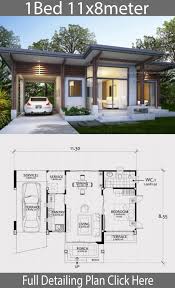 Home Design Plan 11x8m With One Bedroom Home Design With Plansearch Homeinteriordesigns Bungalow House Design Modern Bungalow House One Bedroom House