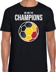 Goedkope belgische fanartikelen, voetbalbroeken en voetbalshirtjes van uw favoriete belgische of. Bol Com Belgie Ek Wk Supporter T Shirt We Are The Champions Met Belgische Voetbal Zwart