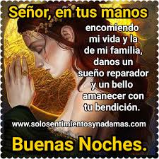 Senor En Tus Manos Encomiendo Mi Vida Y La De Mi Familia Danos Un Sueno R Mejores Frases De Buenas Noches Buenas Noches Senor Frases Tiernas De Buenas Noches