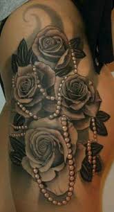 Roses Pearls Tattoo Leg Tattoos Women Leg Tattoos Girl Thigh Tattoos