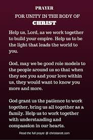 Prayer For Unity In The Body Of Christ Prayer For Church Unity Prayer Prayers