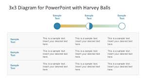 3x3 Diagram For Powerpoint With Harvey Balls Slidemodel Powerpoint Data Charts Powerpoint Slide Designs