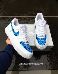 Blue Bape Camo Airforce Customs Custom Shoes Diy Nike Shoes Air Force Custom Shoes