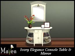 The accent table is available as a console or end table and is crafted from mdf, with a white finish frame and a distressed, weathered top. Second Life Marketplace Ivory Elegance Console Table Mirror Includes Flowers Photo Frames More