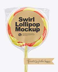 Download Swirl Lollipop With Sticker And Kraft Flag Label Mockup In Packaging Mockups On Yellow Images Object Mockups