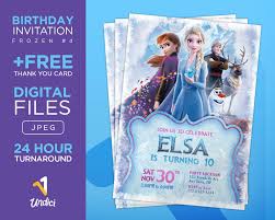 Free Frozen 2 Birthday Invitation Card Template Frozen 2 Invitation With Free Thank You Card Frozen 2 Birthday Disney Princess Birthday Party Invitation Elsa Anna Digital Download Frozen Birthday Party Invites Princess Birthday Party Invitations 2nd Birthday Invitations
