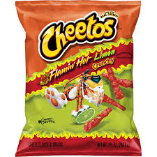 Work or on the go; Cheetos Crunchy Flamin Hot Limon Cheese Flavored Snacks Cheetos