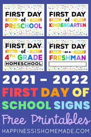 Get ready to say goodbye on the first day of preschool Free Printable First Day Of School Signs 2021 Happiness Is Homemade
