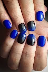 Black And Blue Ombre Nails Black And Blue This Shiny Black To Blue Ombre Nail Ideas Appearance Unbelievable On Shorter Rounded Nails Ombre Nail Designs Ombre Nail Diy Blue Ombre Nails