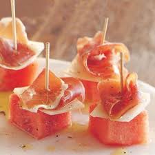 Watermelon Manchego And Serrano Ham Skewers Recipe Yummly Recipe Serrano Ham Appetizer Recipes Skewer Recipes