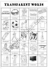 Medium pictionary words for kids. Transparent Words Pictionary Esl Worksheet By Irish Girl