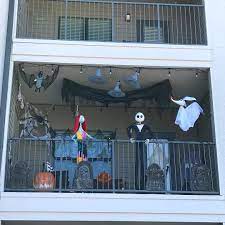 My Halloween Patio Decor For 2018 Halloween Patiodecor Nightmarebeforechristmas Hall Halloween Patio Decor Halloween Patio Halloween Decorations Apartment