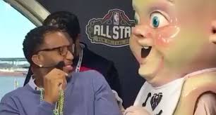 The new orleans pelicans' king cake baby. Pelicans Mascot King Cake Baby Creeps Out Tracy Mcgrady And Others On Espn S The Jump