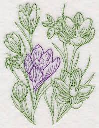 Garden Crocus Etching Design M11996 From Www Emblibrary Com Embroidery Library Machine Embroidery Designs Machine Embroidery