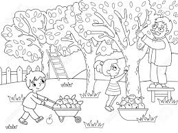 Vector garden cartoon drawing for kids with flowers. Kids Cartoon On The Theme Of Harvest Vector Illustration Coloring Royalty Free Cliparts Vectors And Stock Illustration Image 115870419