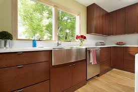 Bichon Frise Poodle Cherry Kitchen Cabinet Waterfall Island Contemporary Slab Wood Kitchen Cherry Cabinets Kitchen Kitchen Concepts
