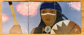 Ancient Pueblo-Anasazi rock art of a warrior with a bear claw shield