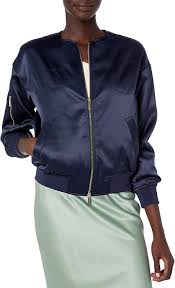 Visit the ax armani exchange store. Amazon Com Ax Armani Exchange Womens Light Bomber Jacket With Zipper Front And Arm Zipper Detail Clothing
