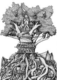 Artistic Black And White Tree Drawings Treehouse Giclee Print Original Drawing Black And White Art Forest Art Illustration Ink Drawing Fine Art Treehouse Art Tree Art Fantasy Tree Tree House Drawing Fantasy Tree Drawing