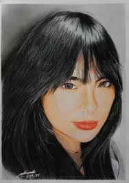 Colored pencil drawing of Dua Lipa. Drawn using Prismacolor